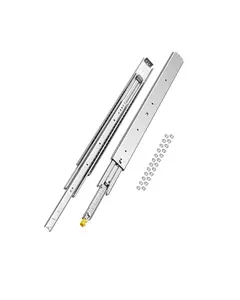 Drawer Slides 1 Pair 36 Inch Locking Drawer Slides Heavy Duty 500 Lb Load Capacity Side Mount Ball Bearing Glides Long Full Extension Drawer Slide for Cabinets and Furniture for Kitchen Cabinet Use and Home Projects