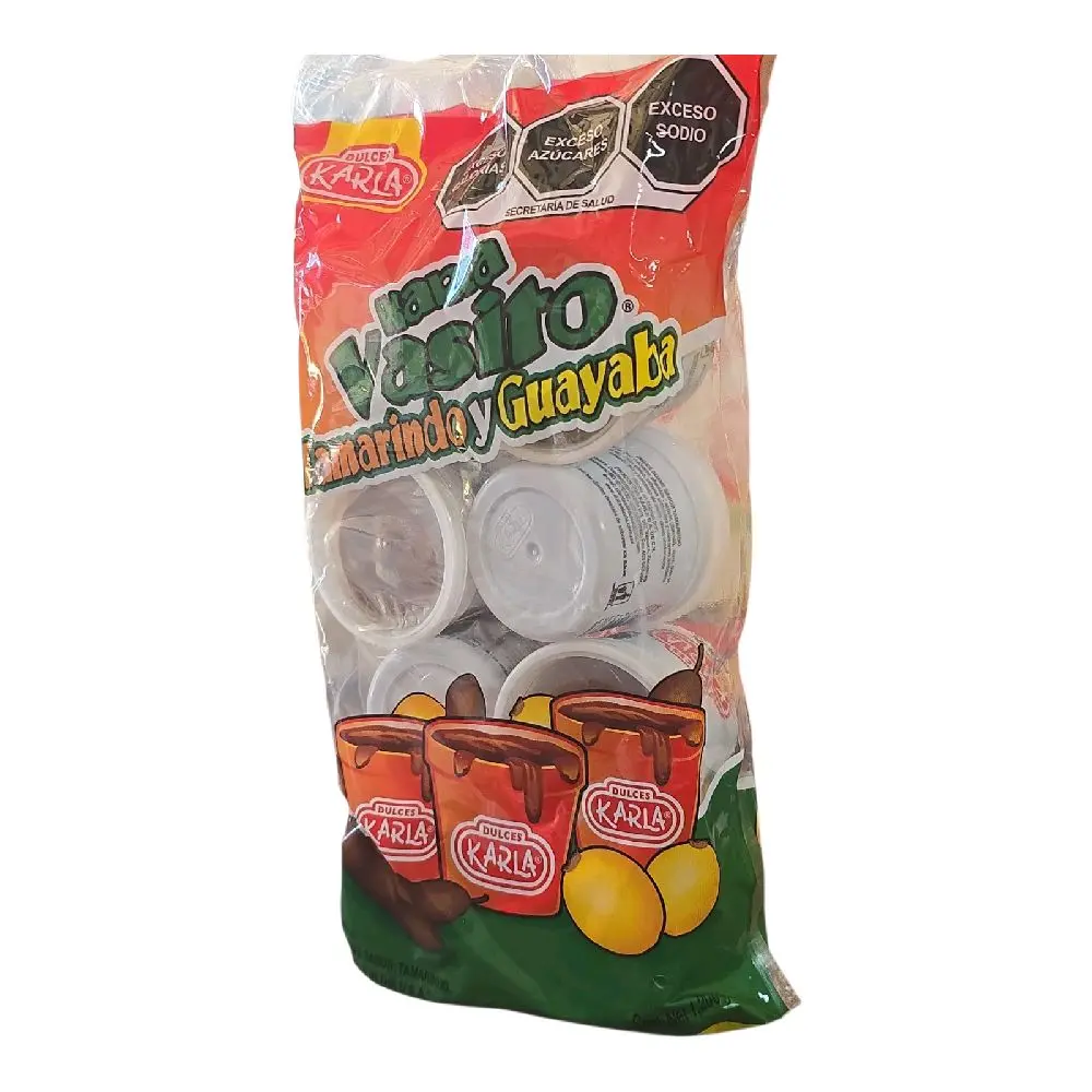 Dulces Karla Vasito Tamarindo y Guayaba O Tamarindo con mango Tamarind & Guava Candy Cups 8 pieces or 24 pieces