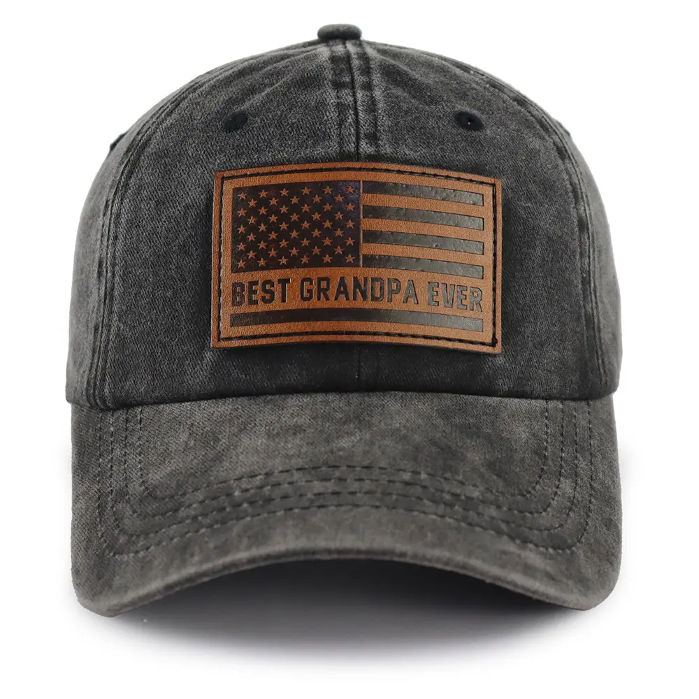 Best Grandpa Ever American Flag Adjustable 100% Cotton Embroidered Baseball Cap - UV Protection, Robust Stitching Handles Daily Wear, Unisex, Retirement Gift, Thanksgiving Present, Adjustable Straps, Durable