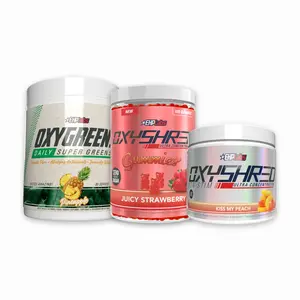 Balance & Go Bundle - OxyShred Non Stim Pre Workout Powder Caffeine Free (33 Serve) + OxyShred Gummies (120ct) + OxyGreens (30 Serve) by EHPlabs | Digestive Balance + Clean Natural On The Go Energy | Health Fitness Supplements Dietary| New Year New Me |