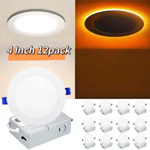 SEURON 12 PACK 4Inch LED Ceiling Lights Ultra-Thin Recessed Retrofits Kit 2700k/3000k/3500k/4000k/5000k Selectable Multicolor IC Rated Dimmable Downlights