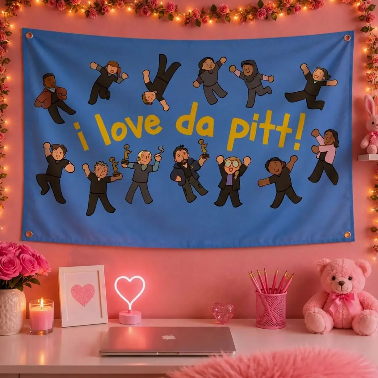 I Love The Pitt Flag, The Pitt TV Show Flag, Medical Drama Tapestry, Doctor Show Wall Decor, Hospital Series Fan Flag