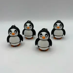 Black and White Penguin Fidget Keychain - Adorable Design for Keyring Use