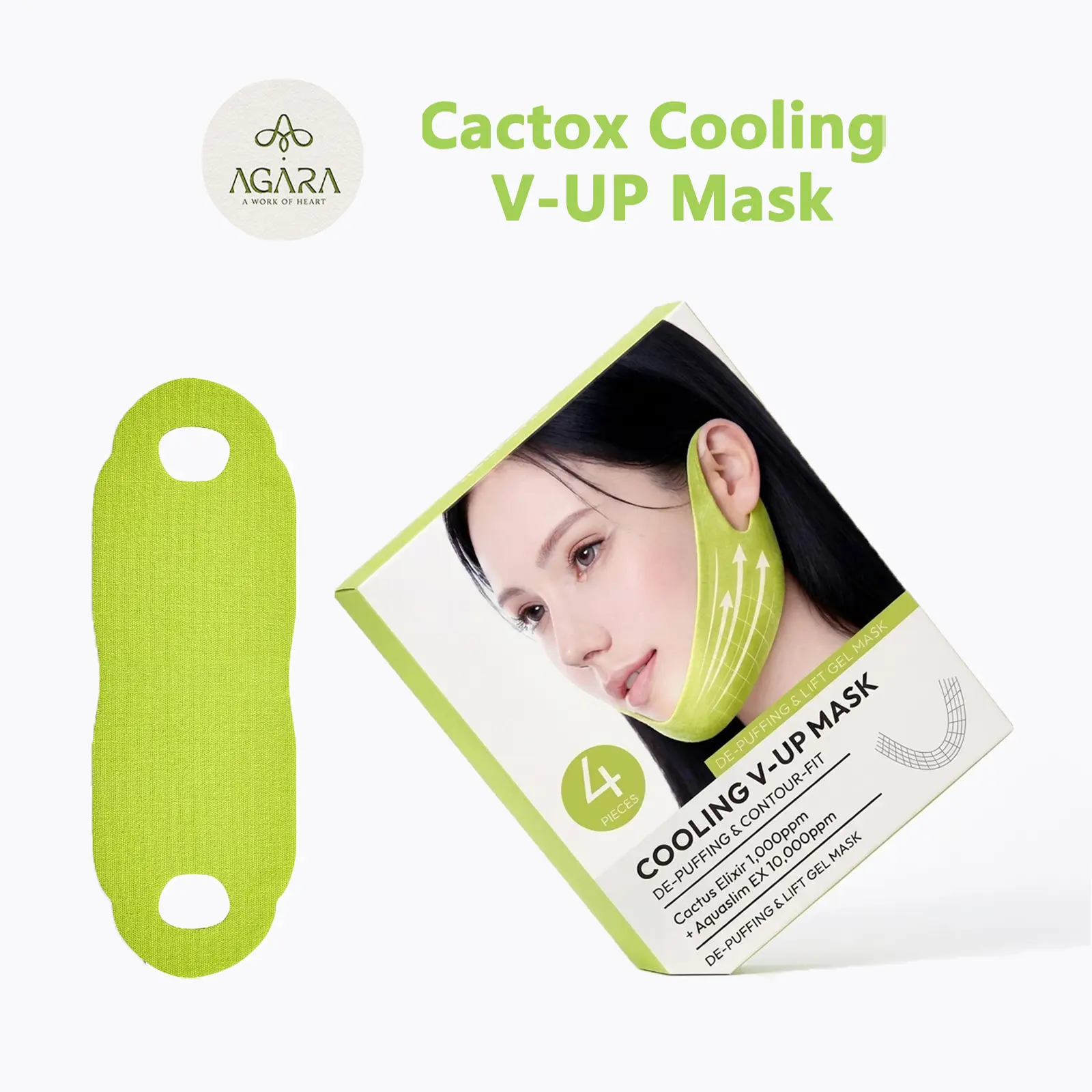 【Mother's Day Gift】12Pcs Leave-On Cooling V-UP Face Mask with Cactus Serum, Caffeine, Collagen - All Skin Type, Lifts Jawline, Anti-Age, Improves Neck Skin Appearance, Enhances Facial Contour backtoschool