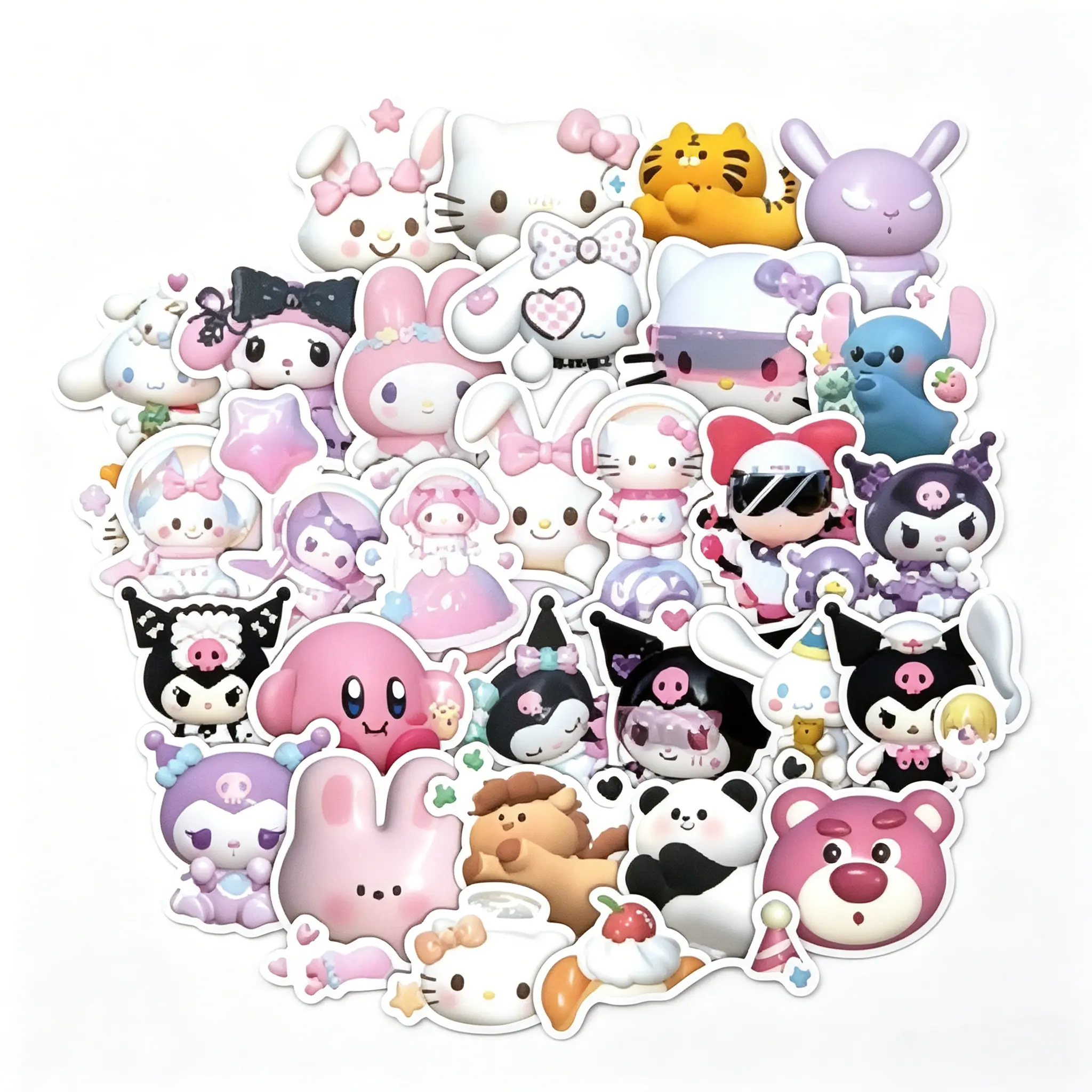 Sanrio Mixed Characters Waterproof Kawaii Stickers, 50-Pack DIY Scrapbooking Stamping Decor Gift for Teen Girls