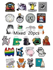 Random Mixed Pack 20 Cute Animal Enamel Pins Badges, Perfect for Backpacks and Handbag Decorations, Great Gift for Friends, Flower Brooch Pin