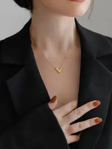 V-shaped Design Pendant Necklace for Women, Fashion Jewelry for Party, Daily Clothing Decor, Trendy All-match & Exquisite Jewelry for Birthday Gift