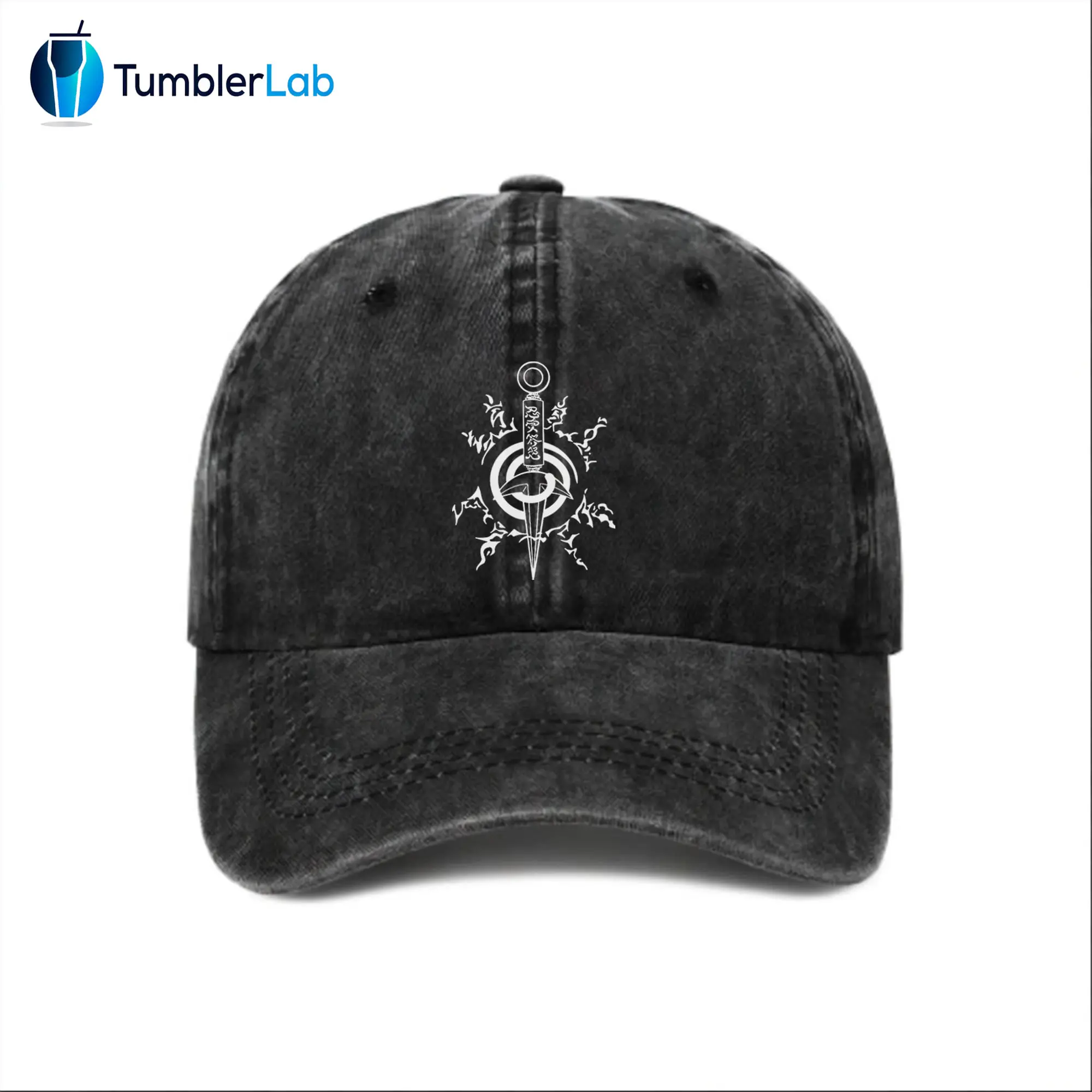 Unisex Vintage Washed Minato Kunai Baseball Cap 80s 90s Pattern Anime Hat Men Gift Snapback Fitted Vintage Denim Fabric Iconic Logo Heat Transfer Print Naruto Detail