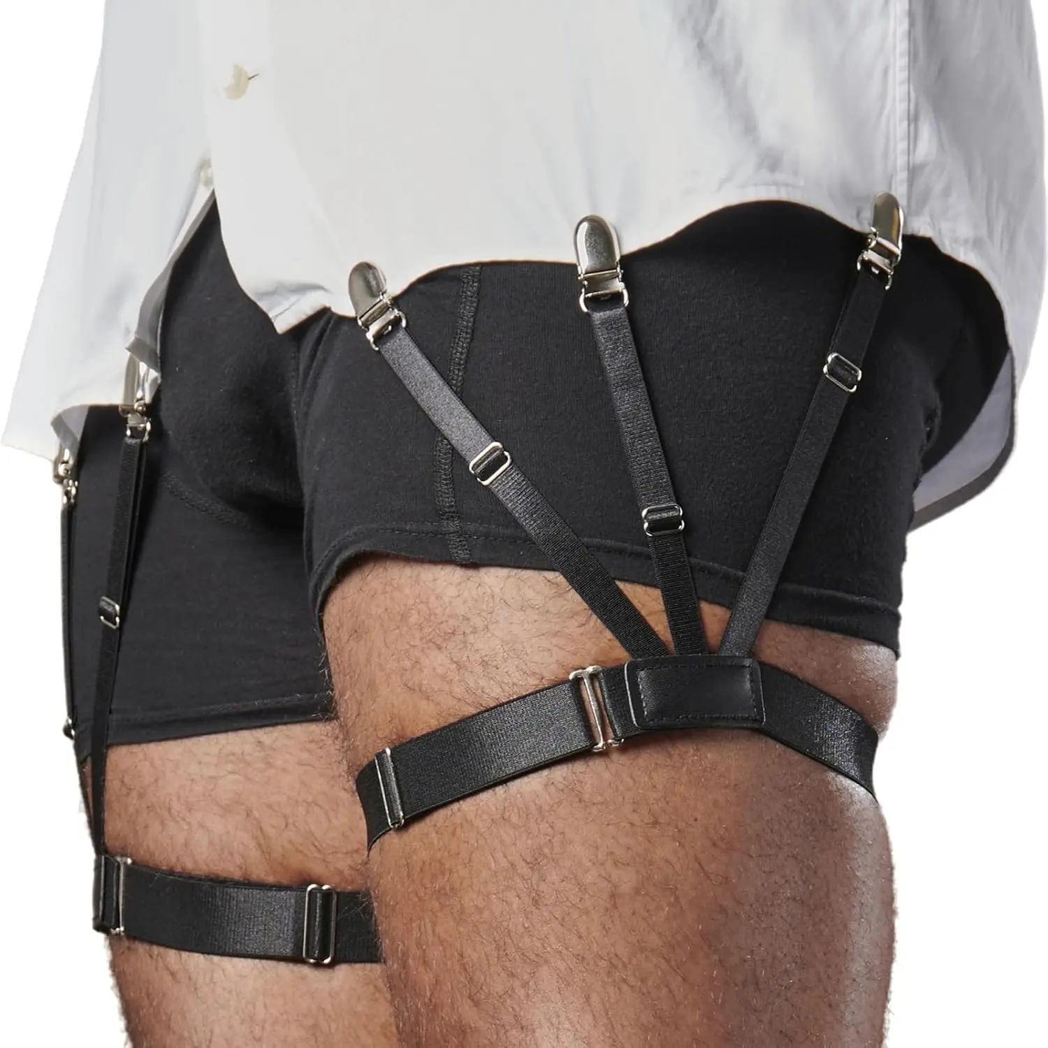 Shirt  for Men, Elastic Adjustable Men Shirt Garters with Anti-slip Locking Clamps Keep Shirt Tucked In