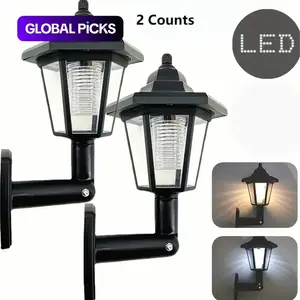 Solar Powered Outdoor Wall Light, 2 Counts Waterproof LED Solar Light, Outdoor Wall Lamp for Garden Patio Yard Deck Fence Garage Decoration