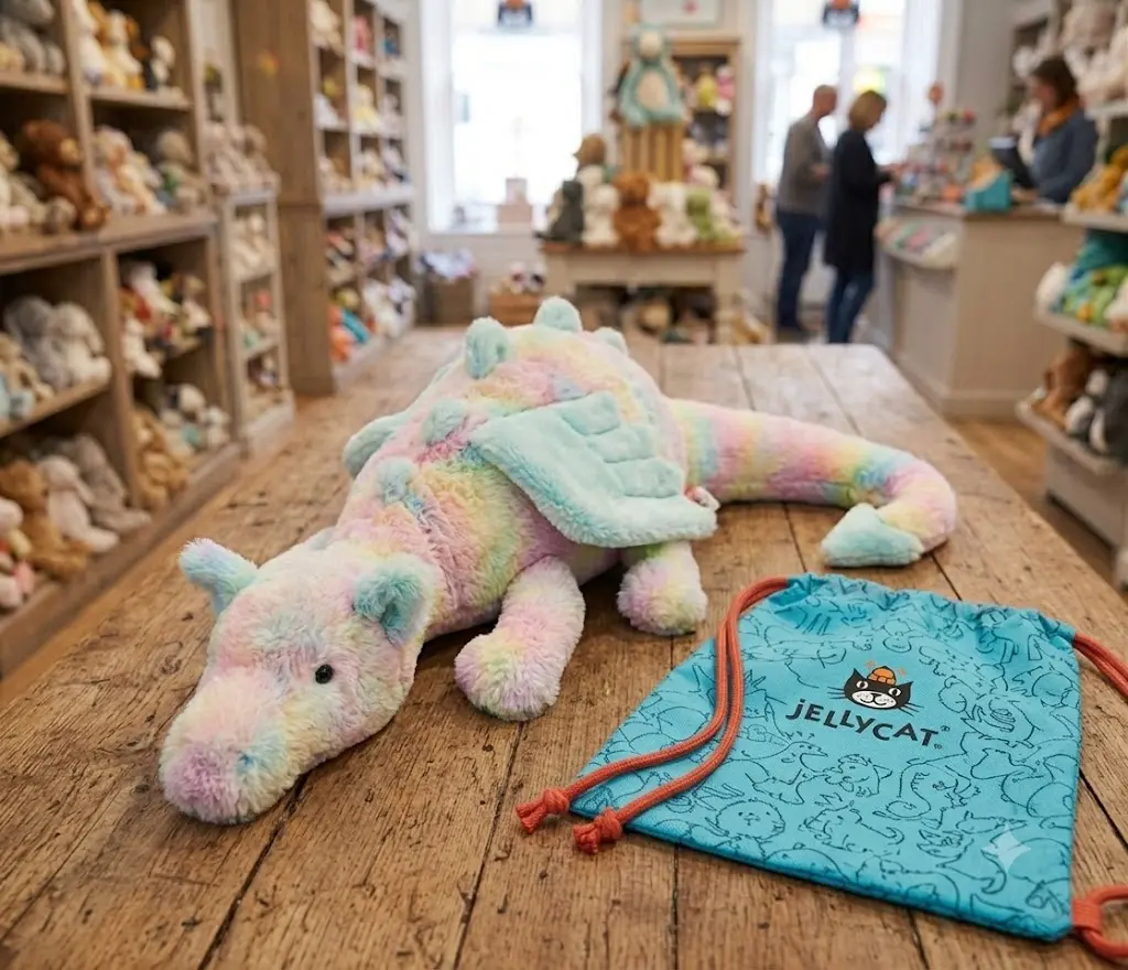 Jellycat Rainbow Dragon Plush Toy | Pastel Multi-Color Stuffed Animal