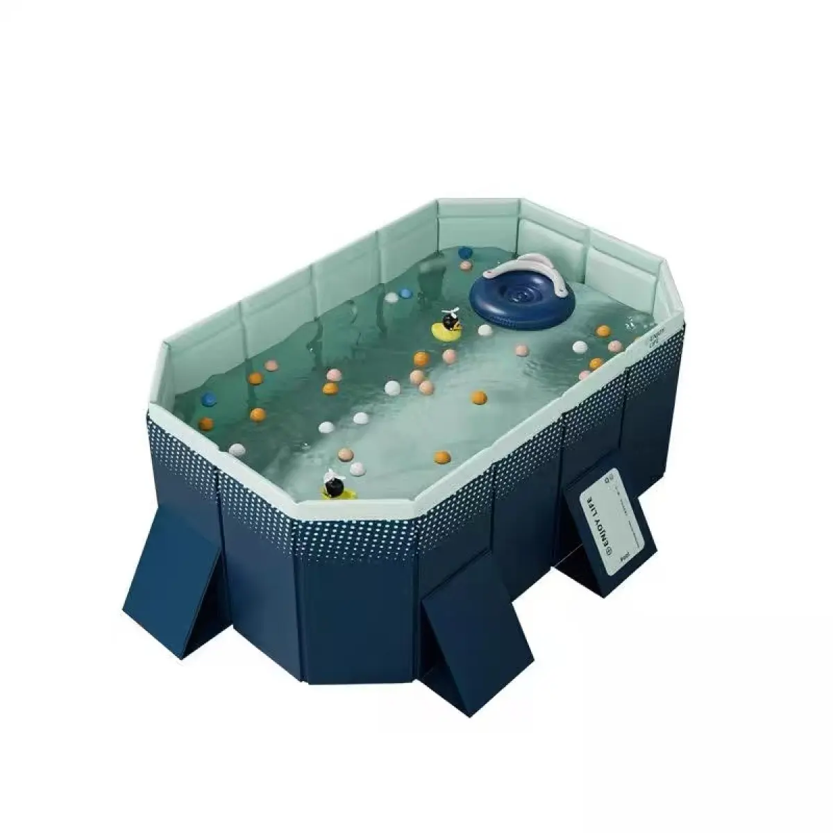 Foldable Non-Inflatable Swimming Pool - 1.8m High-Strength PVC Rectangular Outdoor Swimming Pool with 900L Large Capacity, Sturdy & Durable for Patio, Garden Summer Cooling Bathing (Blue), Swimming Pools