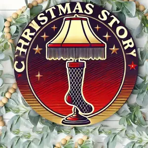 Aluminum Story Leg Lamp Wall Plaque 7.8 Inch Round Vintage Art Decor for Front Door Porch Living Room Bedroom Unique Holiday Gift Idea
