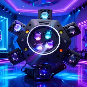 6 Head Bee Eye LED Beam Moving Head Light With LED Strip,For DJ Performances and Disco Events
