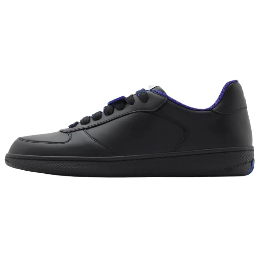 Men's Burberry Terrace Closed Calfskin Leather Trainer - Round-Toe Lace-Up Low-Top Black Casual Shoes, House White Official Style with Verifiable Maison Mihara Credentials & Global Authentication Support