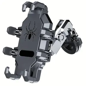 Motorcycle Phone Holder, Adjustable Handlebar Phone Mount, Shock Absorber Aluminium Phone Holder for 4.5 to 7-inch Landscape Smartphones, Car Interior Accessories