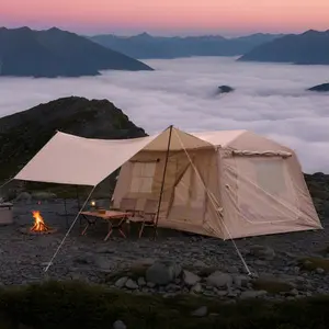 Dufominc 11 m² Inflatable Tent for Camping essentials with Hand Pump Easy Setup Waterproof Oxford Air Glamping Tent for 8-10 People 4 Season Use