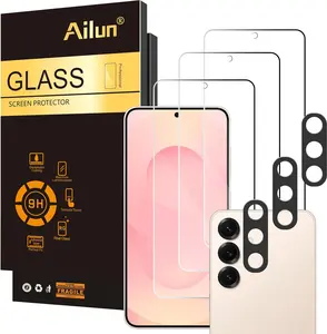 Glass Screen Protector for Galaxy S25 3 Pack + 3 Pack Camera Lens Tempered Glass Fingerprint Unlock Compatible 0.25mm Anti-Scratch Case Friendly Clear - HD [Not For S25 Plus/S25 Edge/S25Ultra]