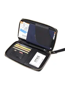 Unisex Leather Zippered Passport Holder, Travel Wallet with Multiple Card Slots, Passport Organizer for Family Travel, Holiday & Daily Use