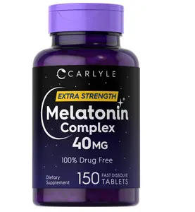 Carlyle Melatonin 40mg Complex | 150 Fast Dissolve Tablets | Extra Strength Support | with Ashwagandha and Chamomile | Vegetarian, Non-GMO, Gluten Free Supplement