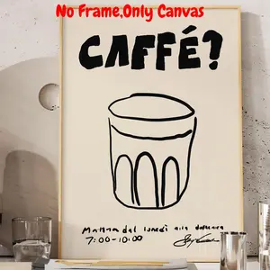 Coffee Cup Pattern Unframed Painting, Vintage Coffee Poster, Cafe Decoration, Modern Kitchen Wall Art, Prints, Italian Moka Pot, Fashion, Ornaments