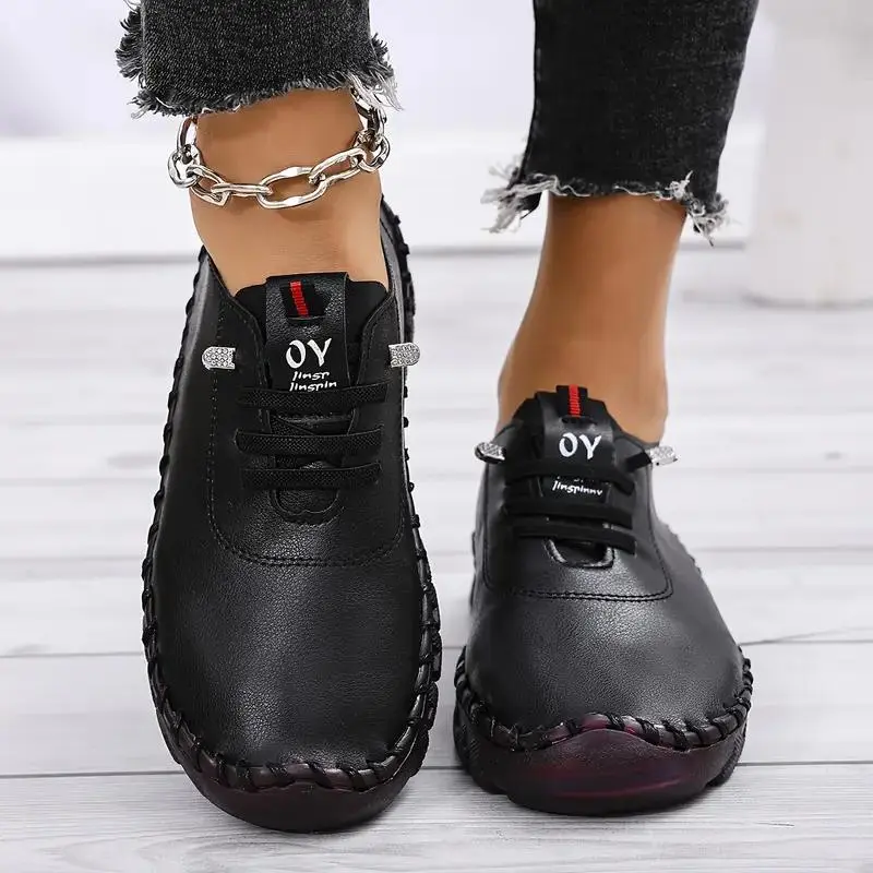 Women's Closed Casual Trainers - Lace-Up Walking Shoes, Sneakers for Women, Stylish Accents, Non-Slip Thick Sole, Cushioned Heel & Extra Cushion Footwear, Extra Cushion Casual Trainers, Foam Sole Casual Trainers