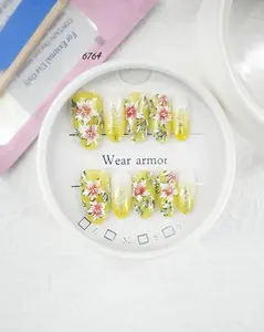 .DP.6764.Hand-painted gradient floral wearable nails