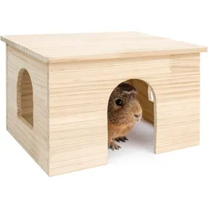 Wood House with Window, Chinchilla and Guinea Pigs Hut Hideout