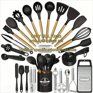 43-Piece Silicone Kitchen Tool Set, Non-Stick Friendly Utensils & Spoons, Durable Stainless Steel Tools, Essential Cooking Accessories