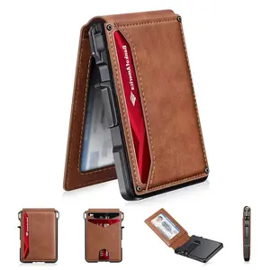 Minimalist Men's Slim Wallet: 9 - 13 Cards, MoneyClip, ID Window. RFID - Blocking, Aluminum BifoldPop - Up privacy pouch