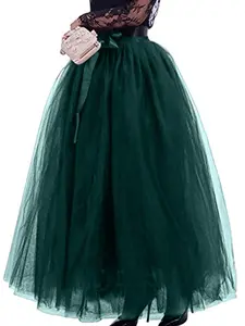 928 - Plus Size Women's Adult Maxi Length Tutu Tulle Skirt Green