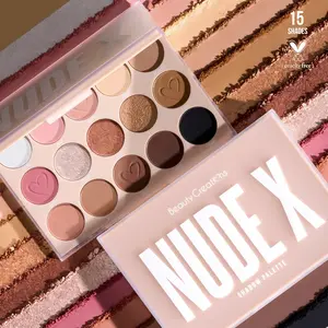 Beauty Creations Nude X Shadow Palette 15 Shades Cruelty-Free Eyeshadow Palette for Versatile Looks with Neutrals & Shimmers