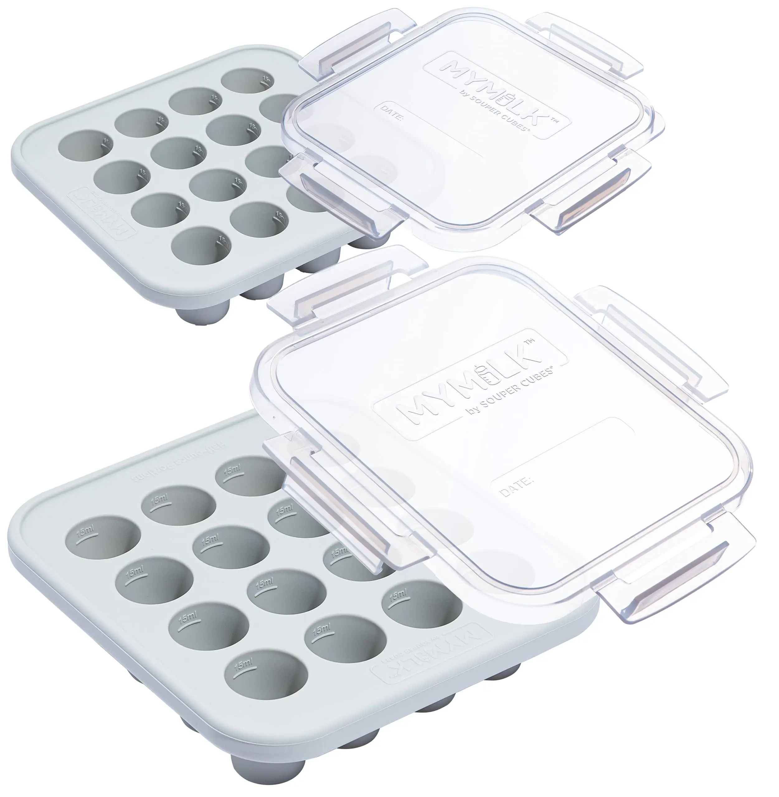 Souper Cubes MyMilk Half oz. Silicone Breast Milk Freezer Trays - 2-Pack | Each Pure Platinum Food-Grade Silicone Tray Holds 8 oz., Perfect For New Moms Who Are Nursing, Purees, and More