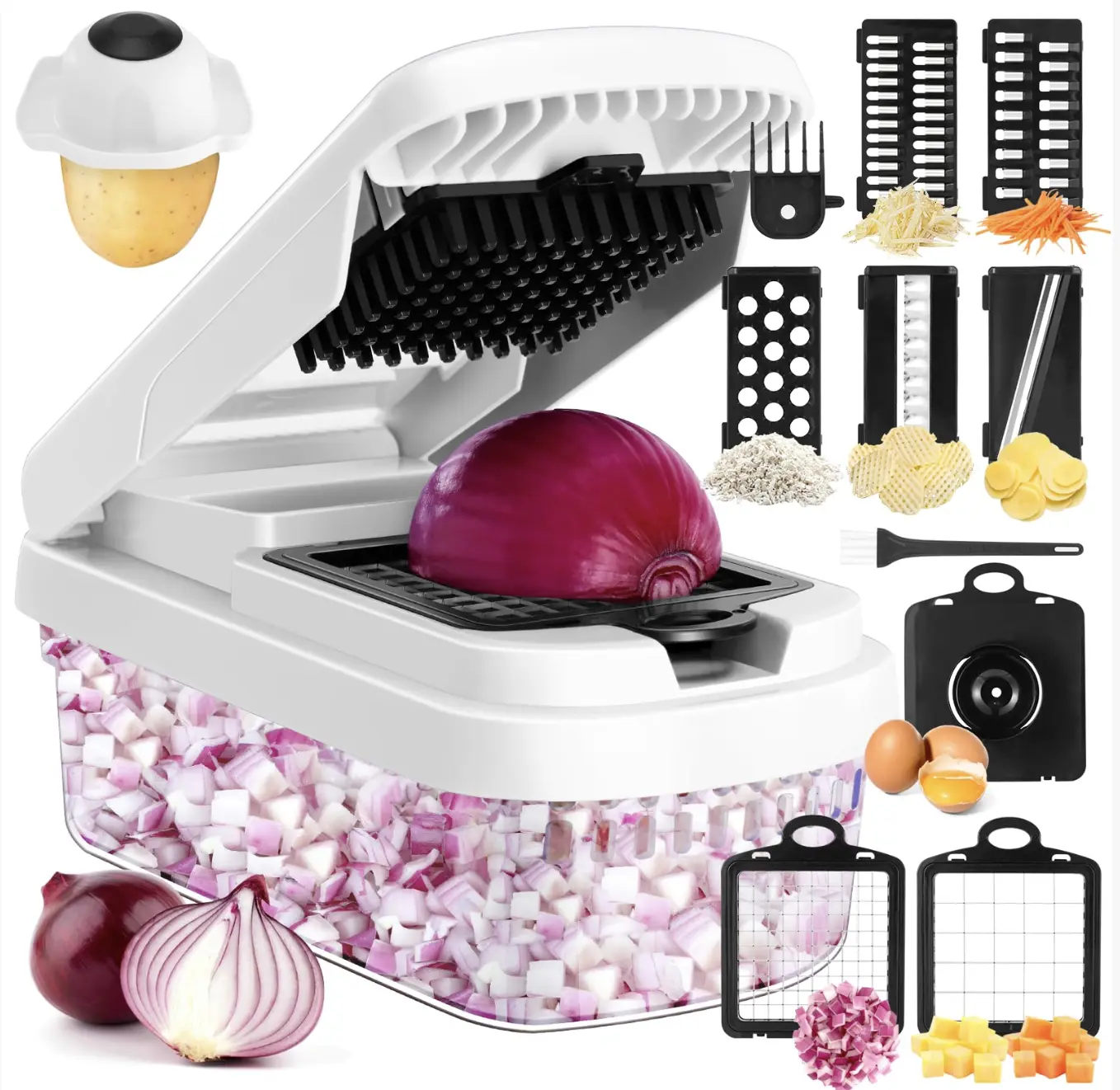 15-in-1 Vegetable Chopper Slicer, Multifunctional Food Dicer with Strainer & Peeler, Vegetable Cutter for Onion, Tomato, Potato, Garlic, Salad and Meal Prep, Kitchen Cutting Tool tiktokfor summer