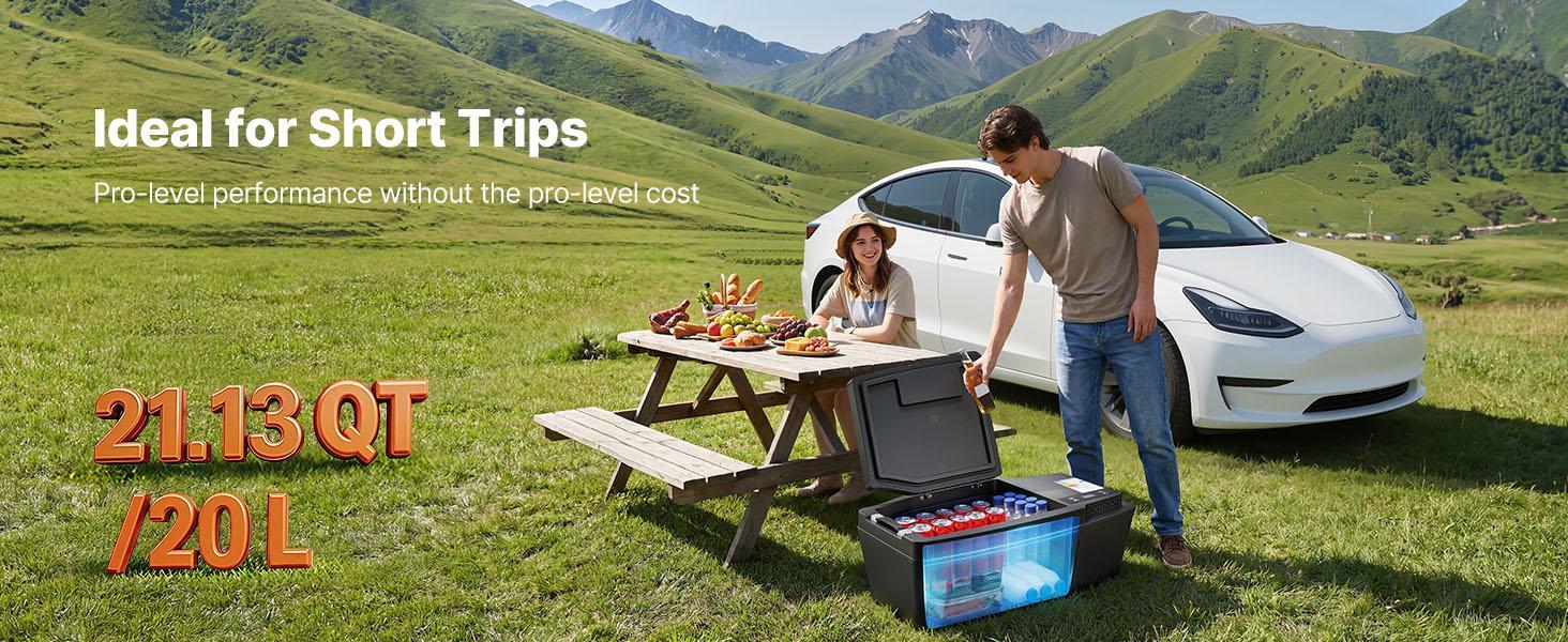 VEVOR 12 Volt Refrigerator, 21.1 QT/ 20L Car Fridge for Tesla Model 3, Portable Electric Freezer Compressor with APP Control, 12V/24V DC, 3℉ to 50℉#BackToSchool