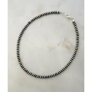 Sterling Silver Saucer Navajo Pearls 5.5mm Necklace