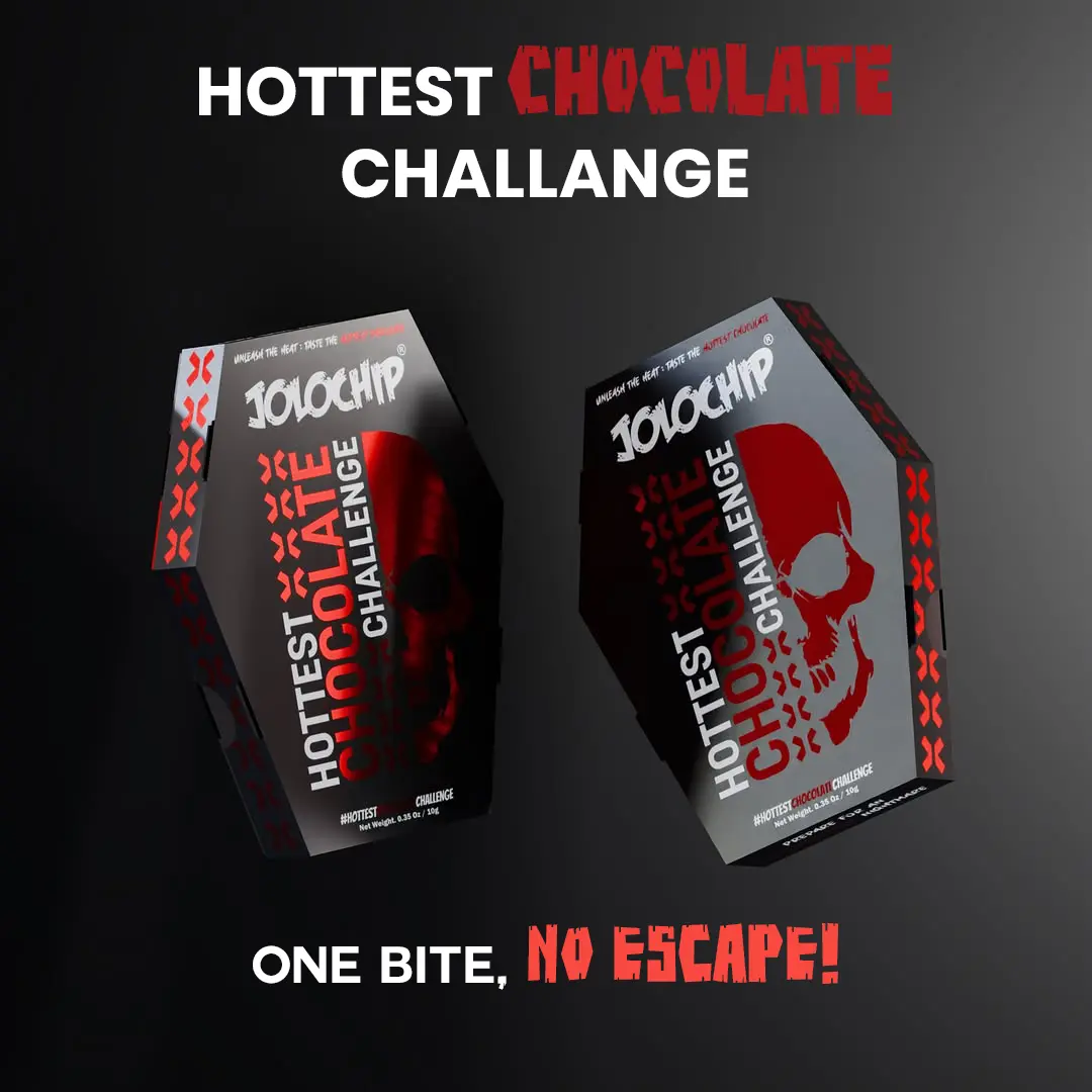 Jolochip Skull-Shaped Spicy Chocolate Snack Bar - 2.2M Scoville Heat Units, Sugar-Sweetened Coco Treat with Carolina Reaper-Scorpion Pepper Blend for Daring Spice Enthusiasts