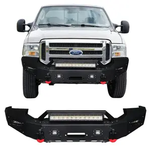 TIOYAR Steel Front Bumper Black Texture for 2005-2007 Ford F250/F350/F450 with Winch Plate LED Lights 2 x D-Rings Off-Road Performance