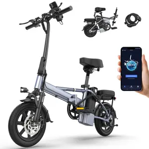 New upgraded silver version 14 Inch Mini Folding Electric Bike, 500W (Peak 750W) Aluminum Frame E-Bike, 22Mph Top Speed 40 Miles Long Range, Portable Electric Bicycle for Campus Commute, Grocery Runs, Leisure Riding