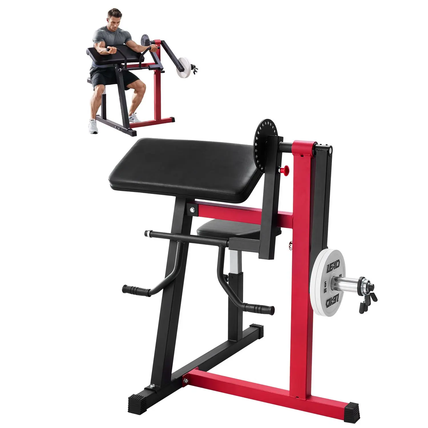 【Summerfinds】VEVOR Preacher Curl Machine, 2 in 1 Bicep Curl Machine and Triceps Extension Machine, Seated Arm Isolated Bicep Station, Strength Training Workout Weight Bench, Exercise Equipment for Home Gym