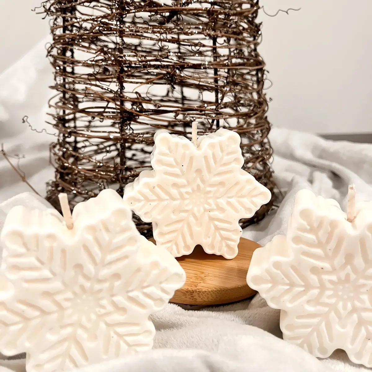 Snowflake Candles Decor Scent Fragrance Light Minimalist