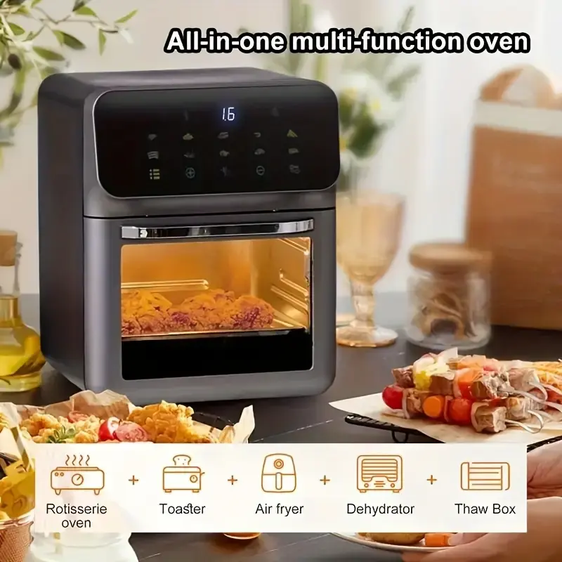 10-In-1 Large Capacity, Smart Air Fryer Oven,10-Quart Air Fryer,  One-Touch Preset Functions, Smart Cooking Programs, 2 Baking Tray Additions, View Window, Interior Lighting, Adjustable Time & Temperature for Mother'S Day Gift