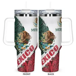 Mexican Eagle Tumbler 20oz 40oz - Mexico Flag Tumbler with Handle & Straw, Patriotic Mexican Tumbler, Soccer Lovers Tumbler, Gift For Dad, Fathers Day