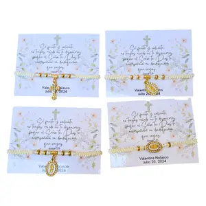 Personalized Baptism Favors Party Favor Bracelet Card Unisex for Communion Confirmations and Baptisms Ideal for Special Occasions with Matching Bracelets