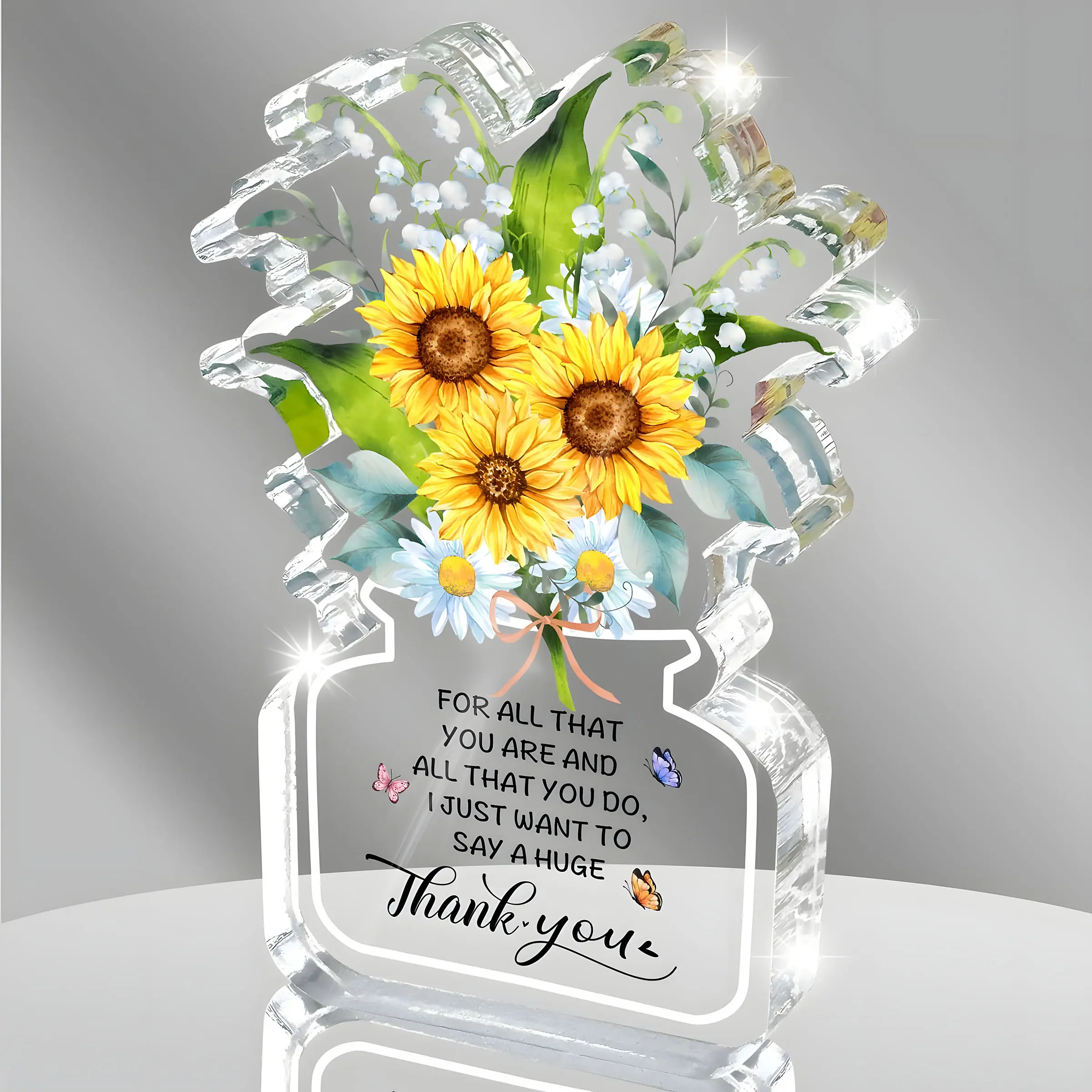 Acrylic Thank You Gift for Women & Men, Teacher Appreciation, Thanksgiving Day Present, Retirement Gift, Leadership Colleague Recognition