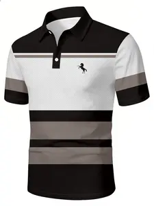 Men's Summer Fashion: Business-Casual Polo Shirt | Classic Striped "Galloping Horse" Polo — Casual & Relaxed, Gym-Friendly, and Avant-Garde Style | Golf & Spring/Summer Outdoor Sportswear