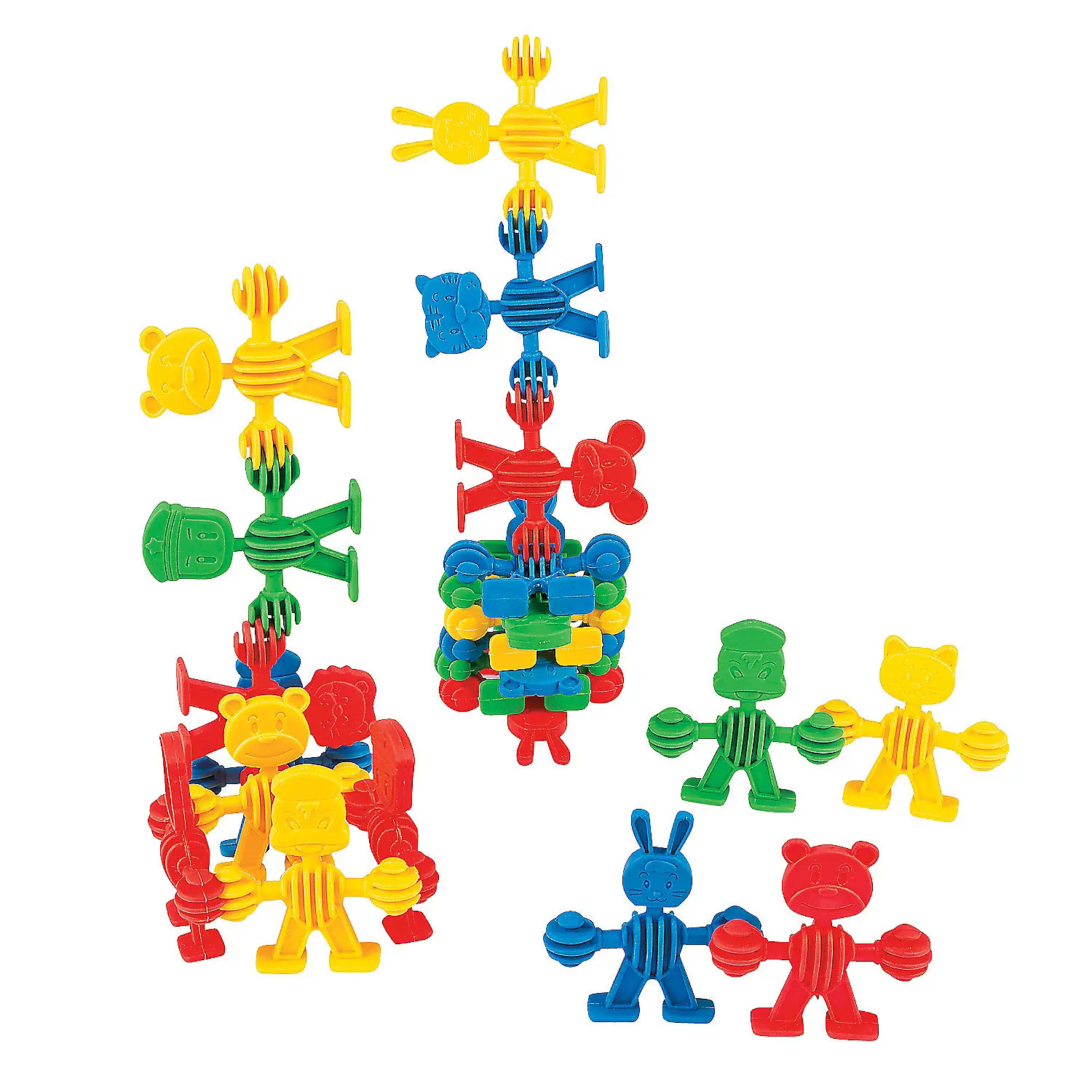 50-Pc Bulk Plastic Connecting Creatures Kit - 2 1/2" x 2 1/2" Animal Shapes Educational Building & Stacking Toys for Kindergarten Practice (Oriental Trading Company), Connection