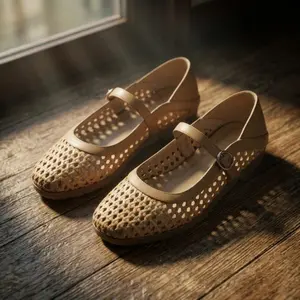 Women's Classic Casual Woven No-Lace Antislip Soft Mary Jane Ballet Flats - Chunky Blister-Free Thick Sole, Slip-On Walking Shoes, 2-in-1 Convertible Mule Shoe