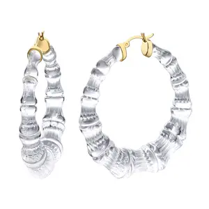 Clear Bamboo Hoop Earrings