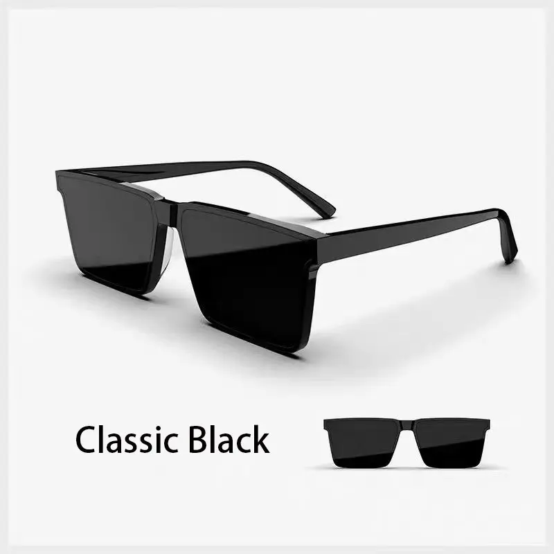 2pc Men's Square Frame Sunglasses Premium Look HD Polarized Sunglasses Driving Specific UV Protection Shades Classic Square Sunglasses for Men Fashion Outdoor Eyewear for Driving Fishing Travel Daily Wear
